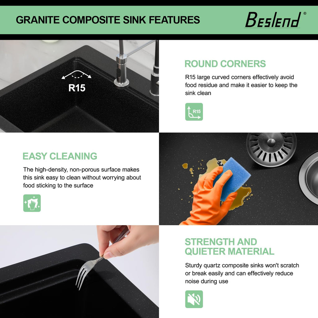 33 Black Granite Composite Kitchen Sink
