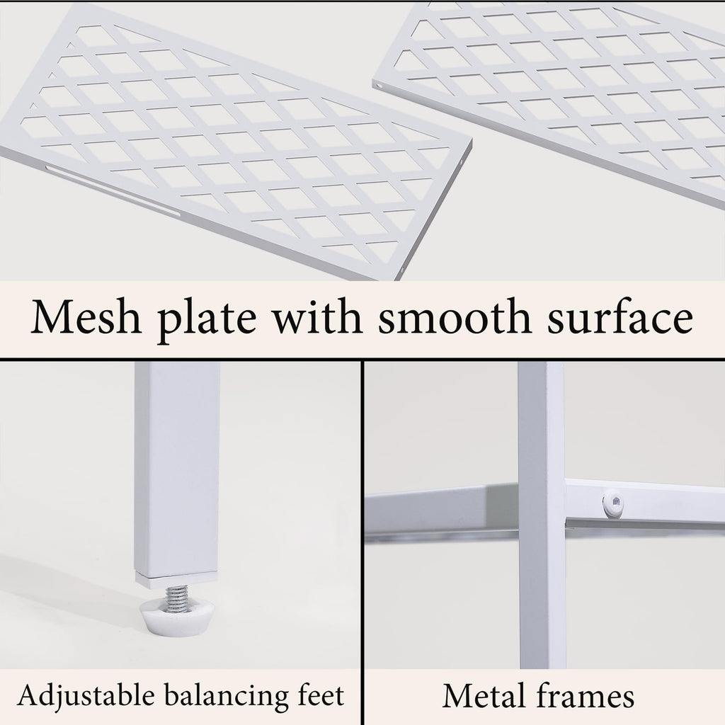 Long Expandable Metal Shoe Rack for Closet, Entryway, Garage, 2-Tier, White