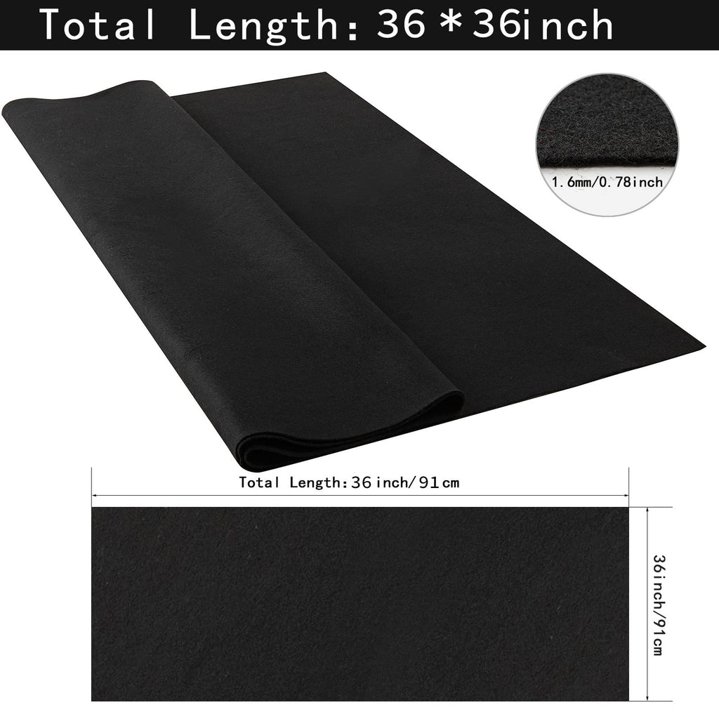 Black Felt Fabric 36 * 36 Inch Wide 1.6mm, Fabric Sheets Soft Woven Acrylic Craft Fabric for DIY Craft Work Sewing