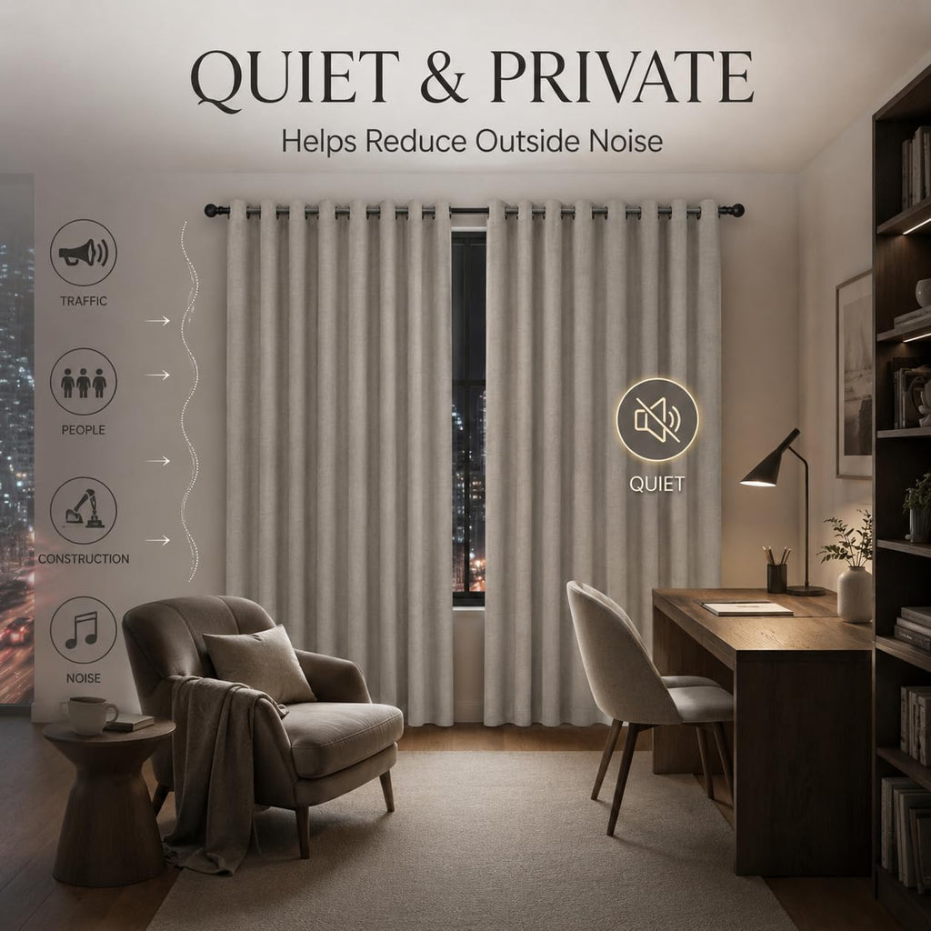 100% Blackout Curtains Set of 4 Panels, Grommet Drapes, Thermal Insulated and Noise Reducing Room Darkening Curtains