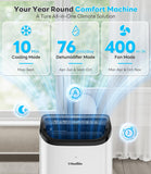 10,000 BTU Portable Air Conditioner Cools Up to 450 Sq.Ft, Auto
