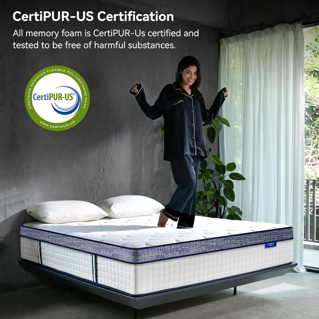King Size Mattress, 12 Inch Hybrid King Mattress in a Box, Memory Foam Individual Pocket Springs, Medium Firm