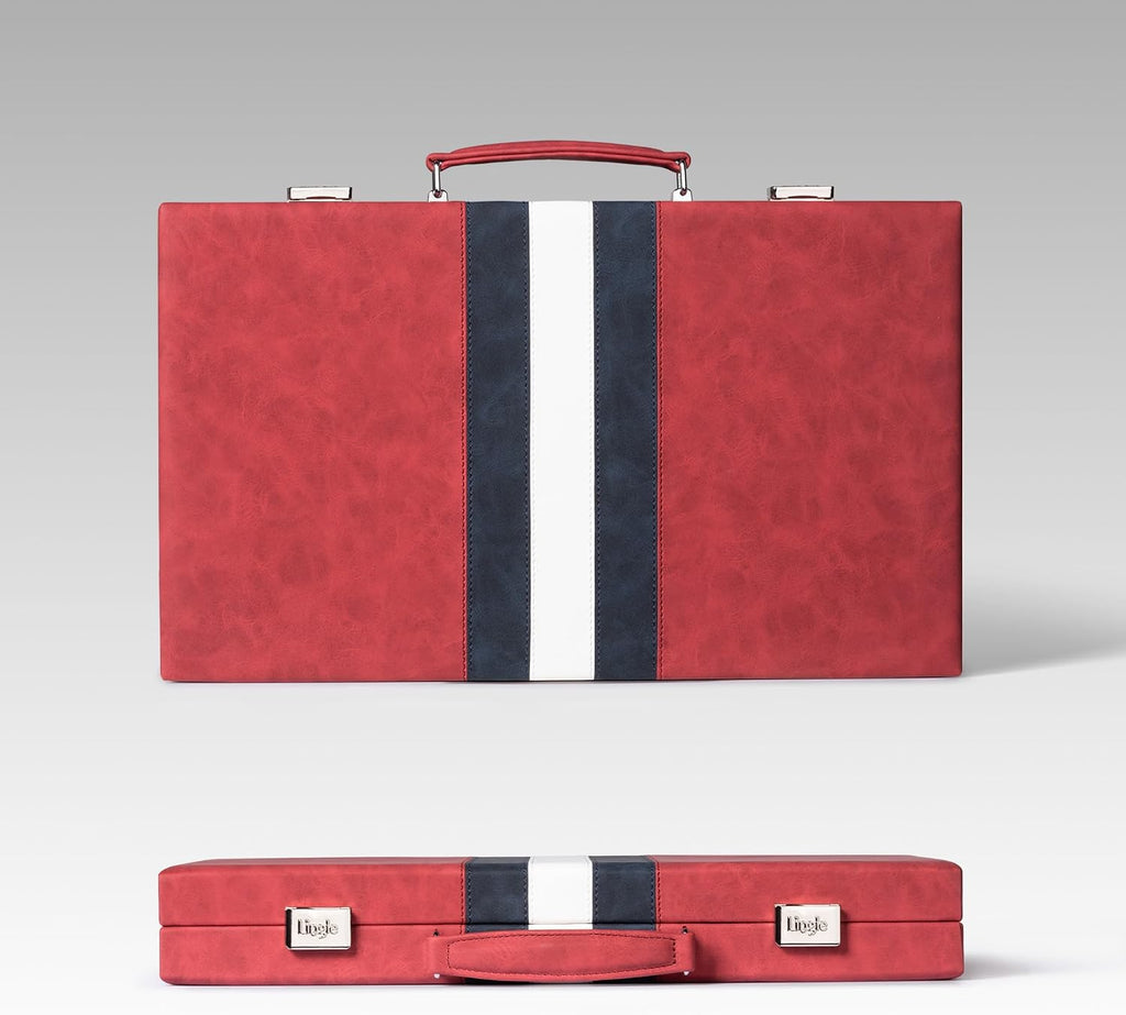 15inch Backgammon Sets for Adults, Classic Backgammon Board with Unique Checkers Dice, Faux Leather Exterior
