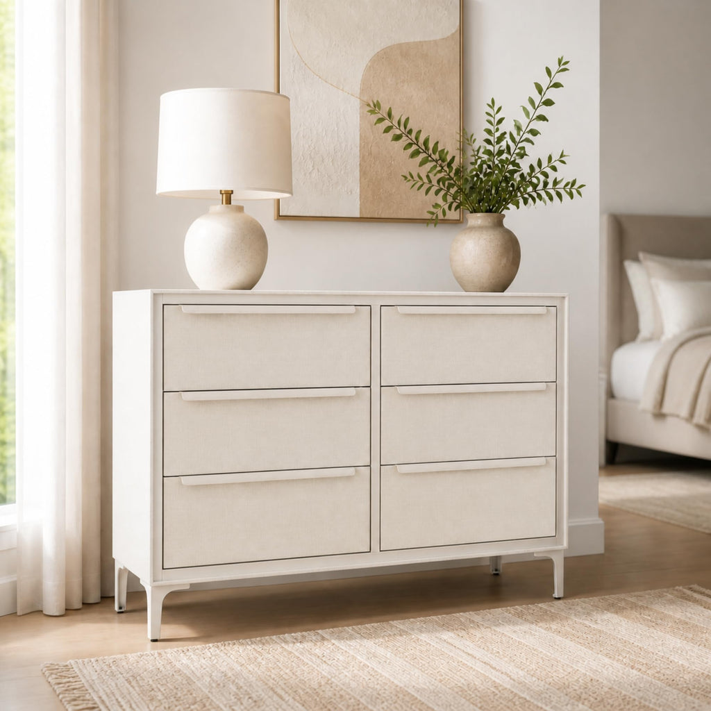 Naima 6-Drawer Premium Fabric Dresser, Waterproof, Beige