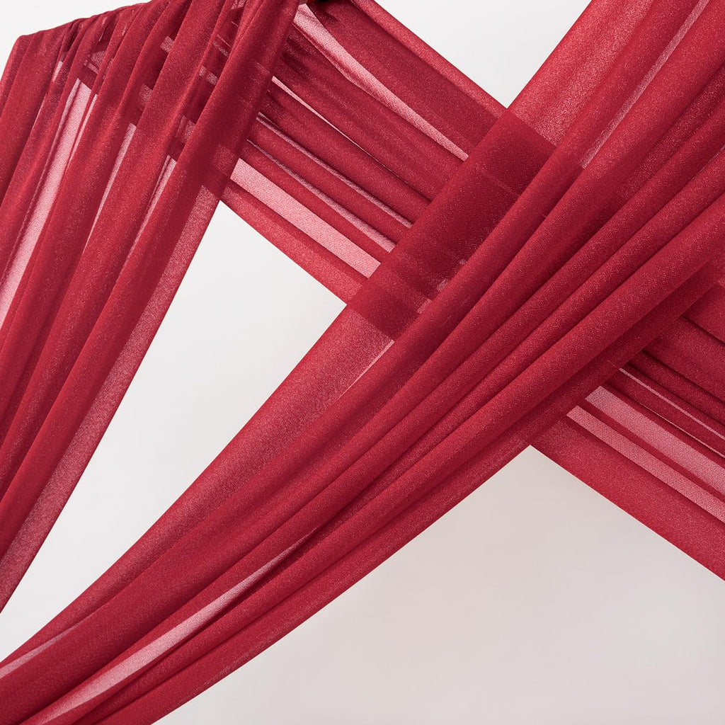 Sheer Gauze Wedding Arch Draping Fabric 29" x 20 FT 4 Panels Red