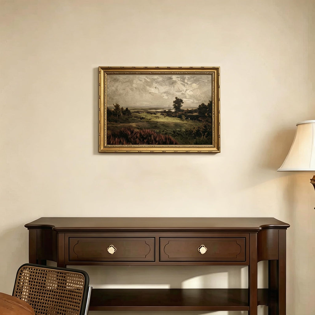 Countryside Landscape Vintage Gold Framed Wall Art 16x24 inch
