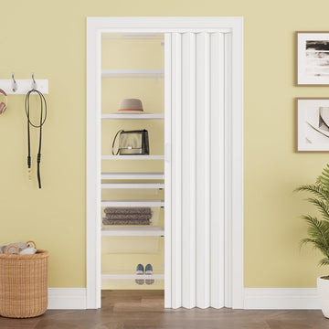 36" x 80" Double Walled White PVC Accordion Door Interior and Hardware Kit