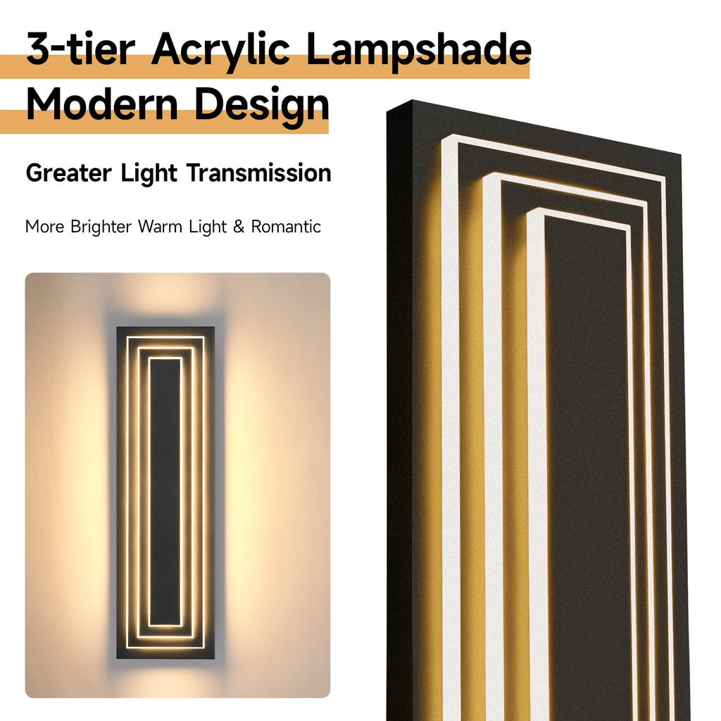 Outdoor Wall Lights, 3-ier Large Exterior Lighting Fixtures 23.6 in