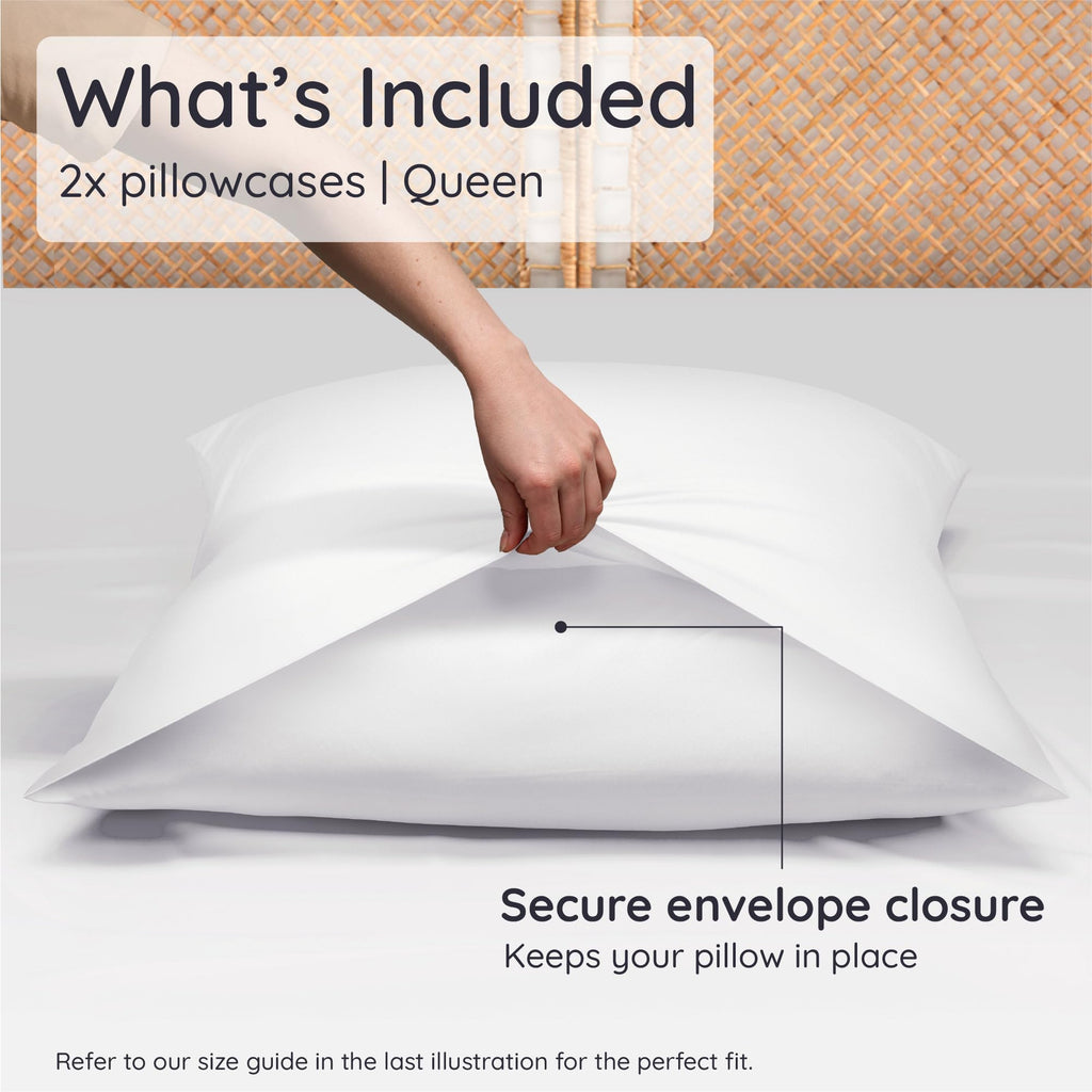 100% Viscose Derived from Bamboo Pillowcase Queen Size - Set of 2 Queen Cooling Pillow Cases for Hot Sleepers with