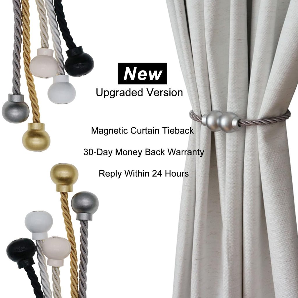 Magnetic Curtain Tiebacks Modern Handmade Rope Curtain Tie Backs Grey - 2Pcs