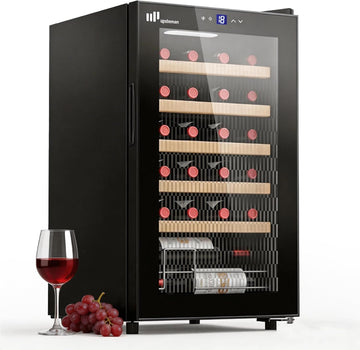 24 Bottle Wine Cooler Refrigerator, Compact Small Built-in or Freestanding Wine 