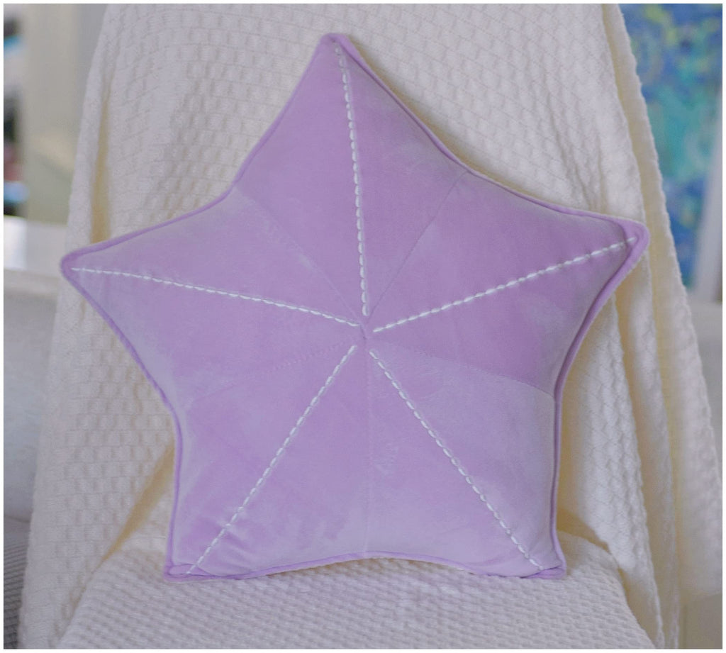 Starfish Shell Pillow Floor Pillow Sofa Cushion Reading Pillow Car Cushion (Light Purple, 19.6in)
