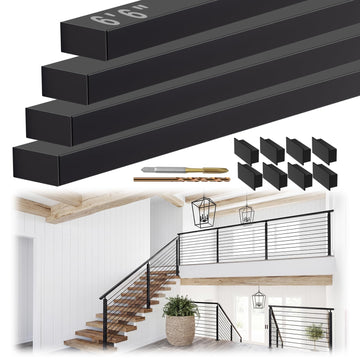 6'6" Stainless Steel T304 Black Handrail with Metal End Caps 4 Pack