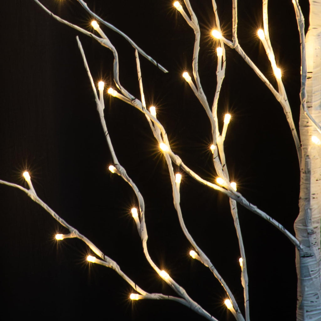 Set of 3 Lighted Birch Tree, 4FT 6FT 8FT White Artificial Christmas Tree with Total 456 LED Light, Prelit Waterproof