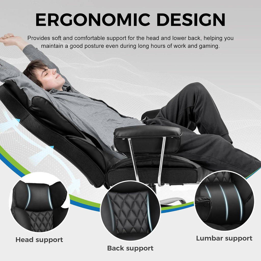 Gaming Chair,Office Chair with Pocket Spring Lumbar Support, Ergonomic Comfortable Wide Office Desk Computer Chair