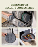 Mercury Plates and Bowls Sets, 12 Pieces Stoneware Dinnerware Sets, Dishes Set for 4, Microwave and Dishwasher Safe