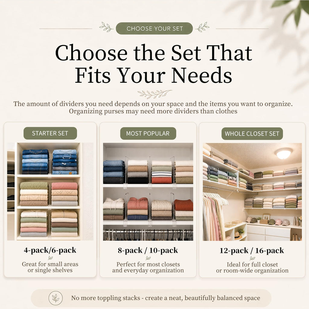 Shelf Dividers Purse Organizer for Closet: 11" Tall (Extra Tall)