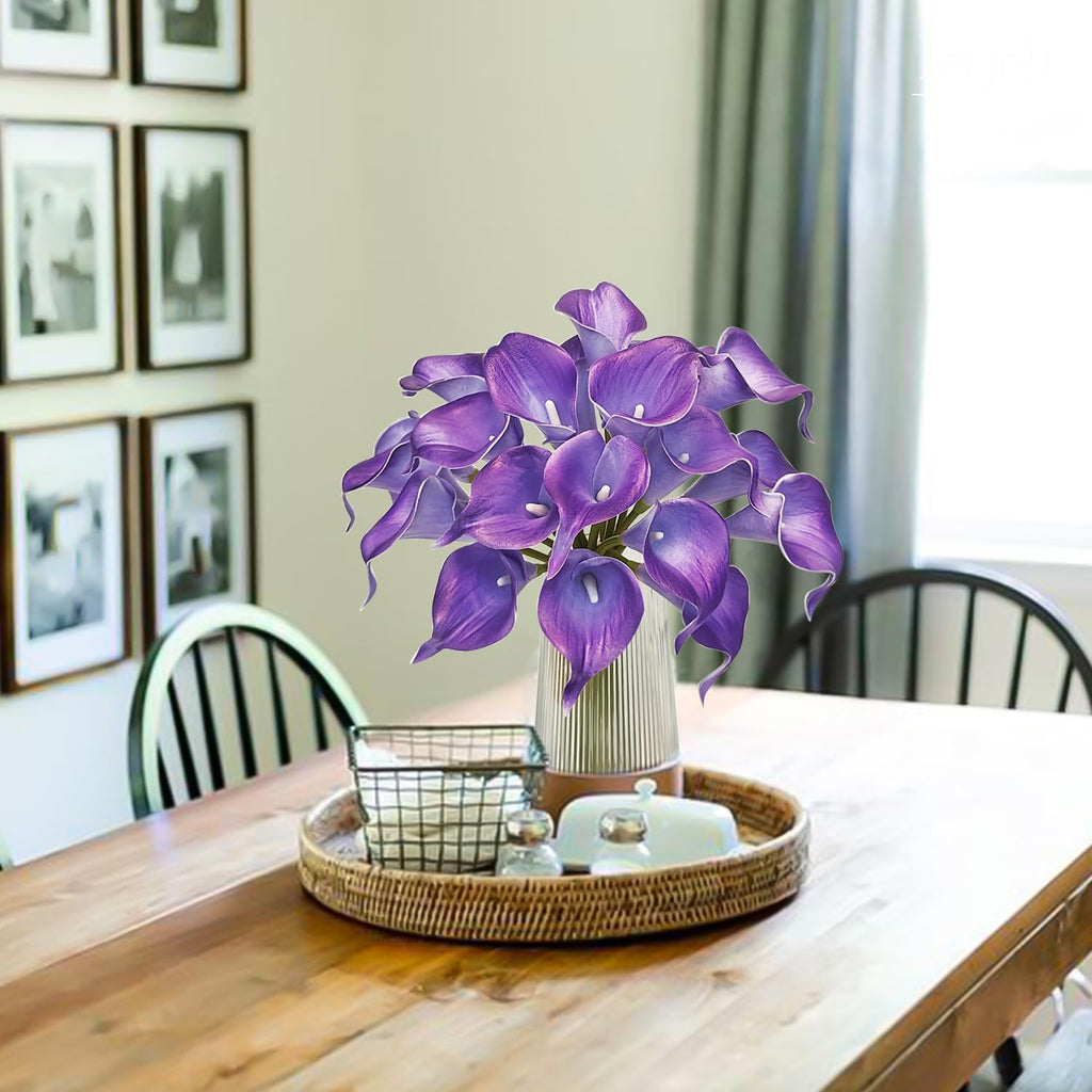 Purple Calla Lily Artificial Flowers 20 Pieces Bouquet