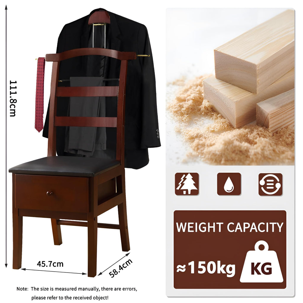 Suit Valet Stands For Men With Drawer Wooden Chair Valet Stand Freestanding Valet Stand for Women With Trouser Bar