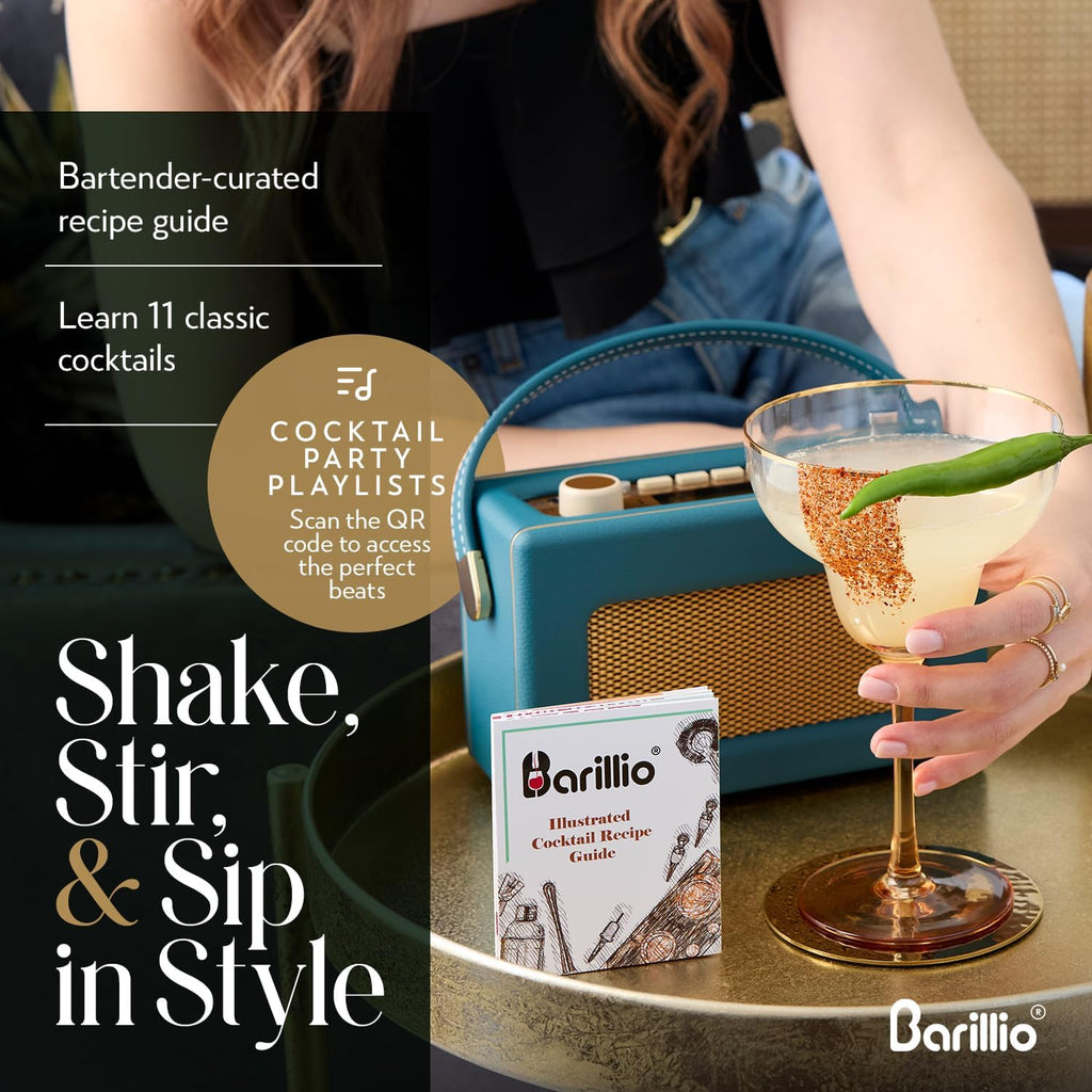 Rose Gold Bartender Kit - Stainless-Steel Cocktail Shaker Set w/Bamboo Stand - Mixology Bar Tools w/Shaker, Drink - Set of 6