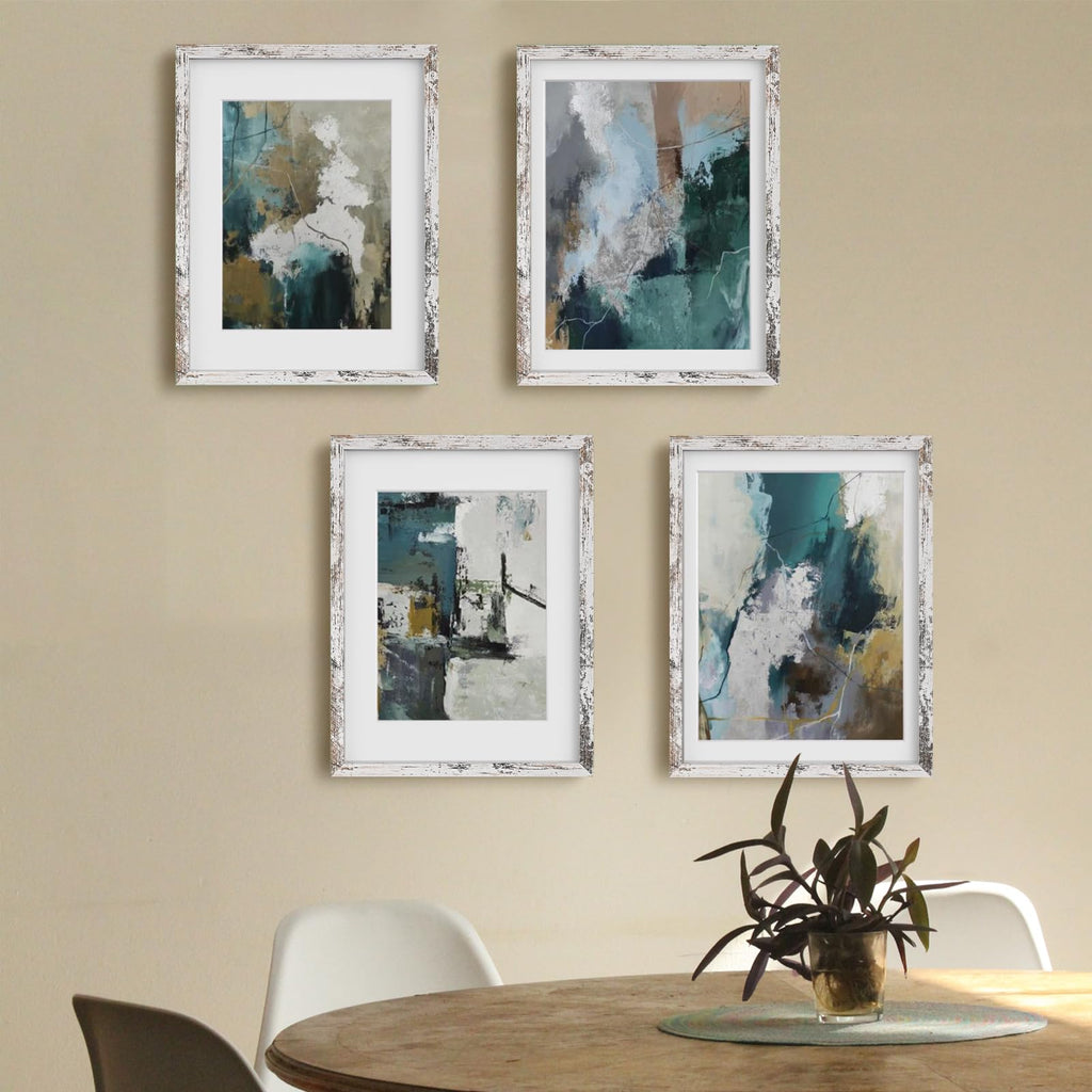 12x16 Picture Frame Rustic White Covered by Plexiglass Made of Solid Wood, Display Pictures 9x12 and 11x14 with Mat