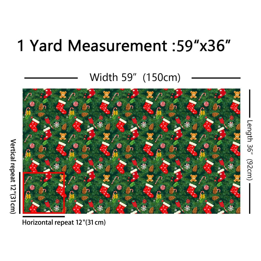 Xmas Fabric By The Yard, Christmas Tree Upholstery Fabric, Snowflake Bell