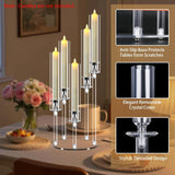 6 Sets 5 Arms Acrylic Candelabra Centerpieces for Tables,Clear Candle Holder,Ceremony Dinner Party, 22.8" Tall