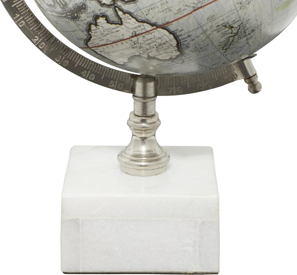 Marble Globe, 9" x 8" x 14", White