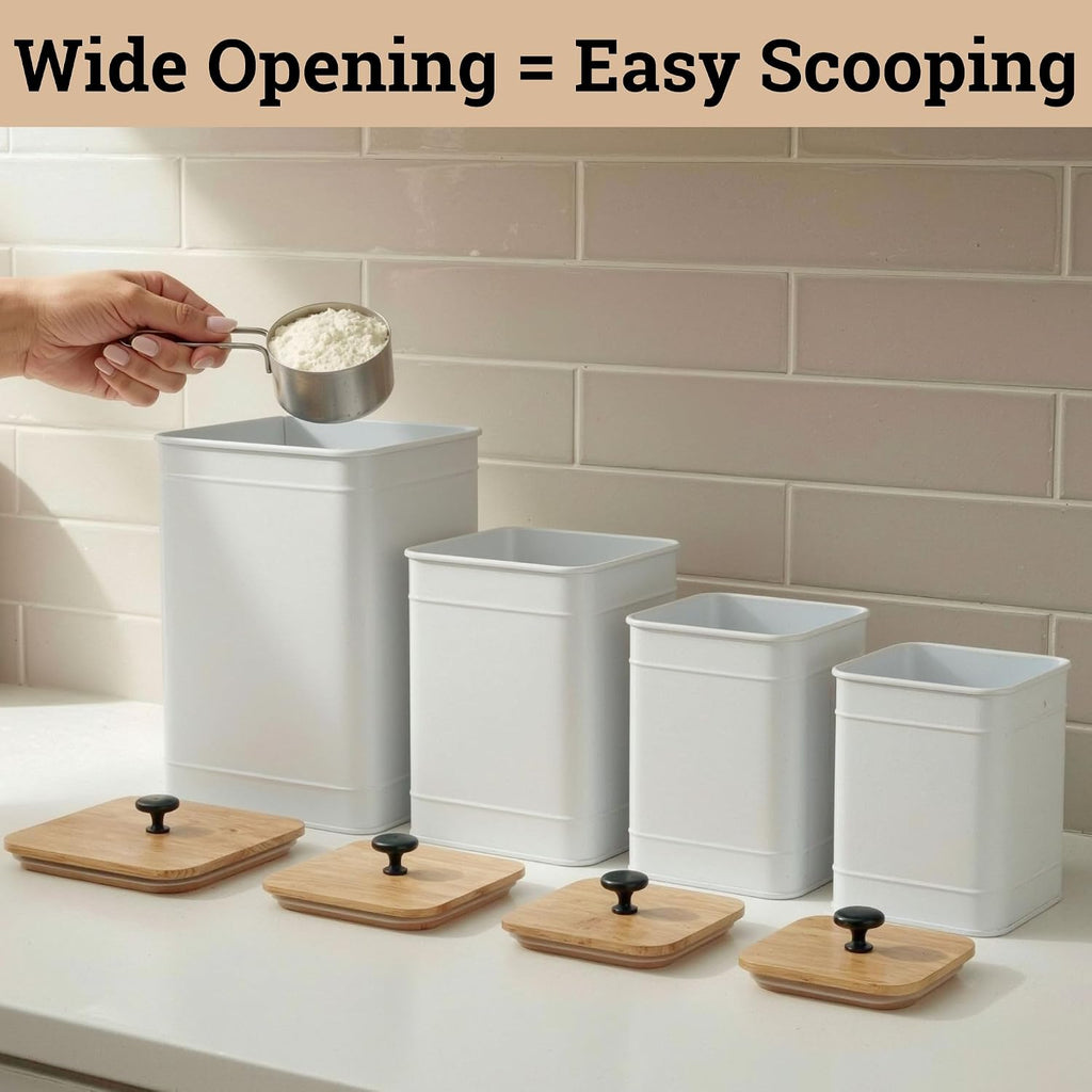 Kitchen Canisters for Countertop w/ Chalkboard Labels & Marker Pen - Set of 4
