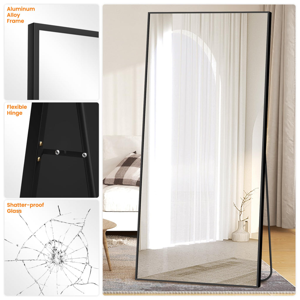 Full Length Floor Mirror 75"x35", Large Standing Body Mirror, Black