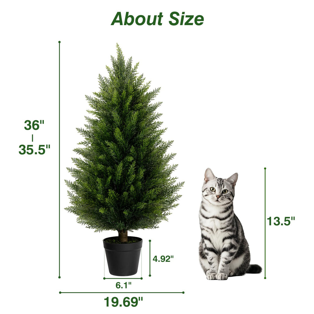 3FT Artificial Cedar Topiary Trees Set of 2 for Outdoor Porch