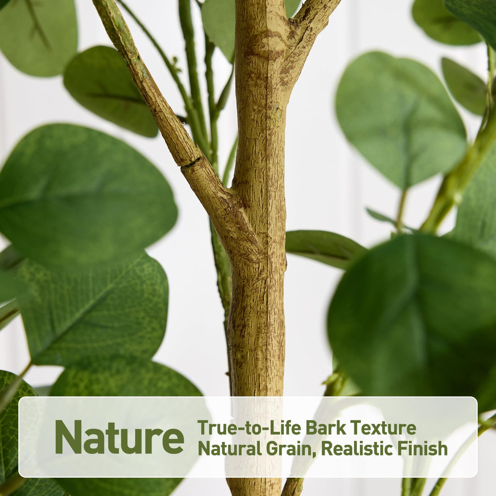 5 FT Artificial Eucalyptus Tree, Fake Plants Indoor Silk Leaves
