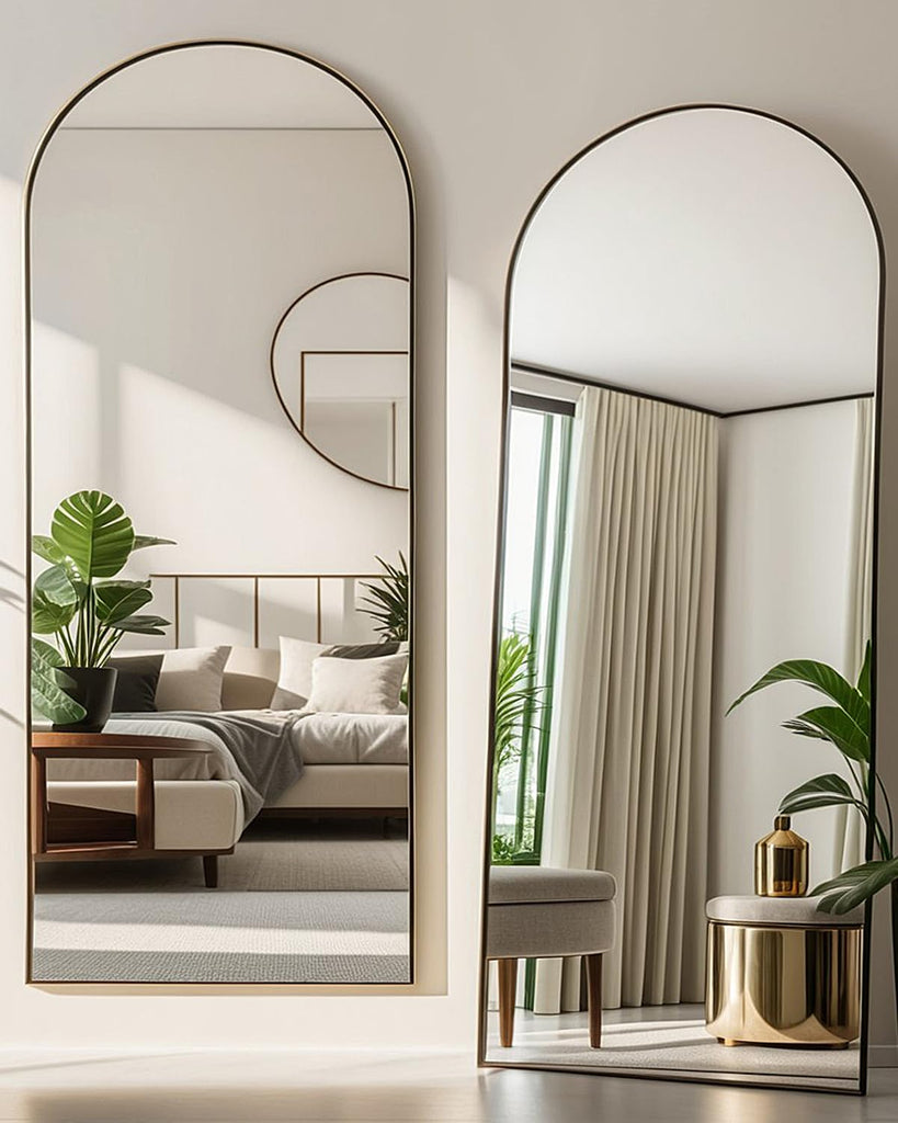 Oversized Full Body Mirror with Stand, Black, 76" x 34"