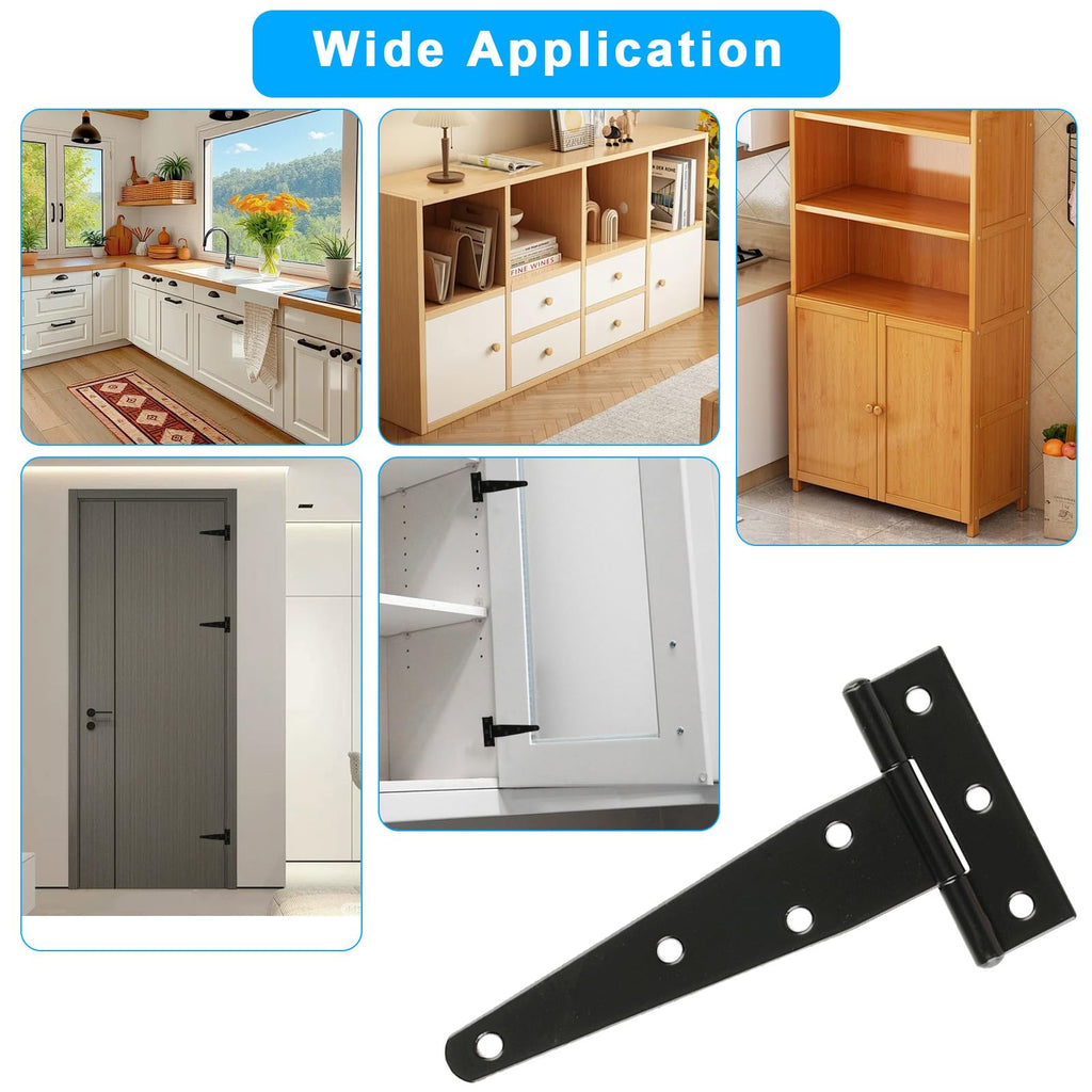 T Strap Hinges Heavy Duty, Shed Door Gate Hinges(Black) (12 Pcs *6 inch)