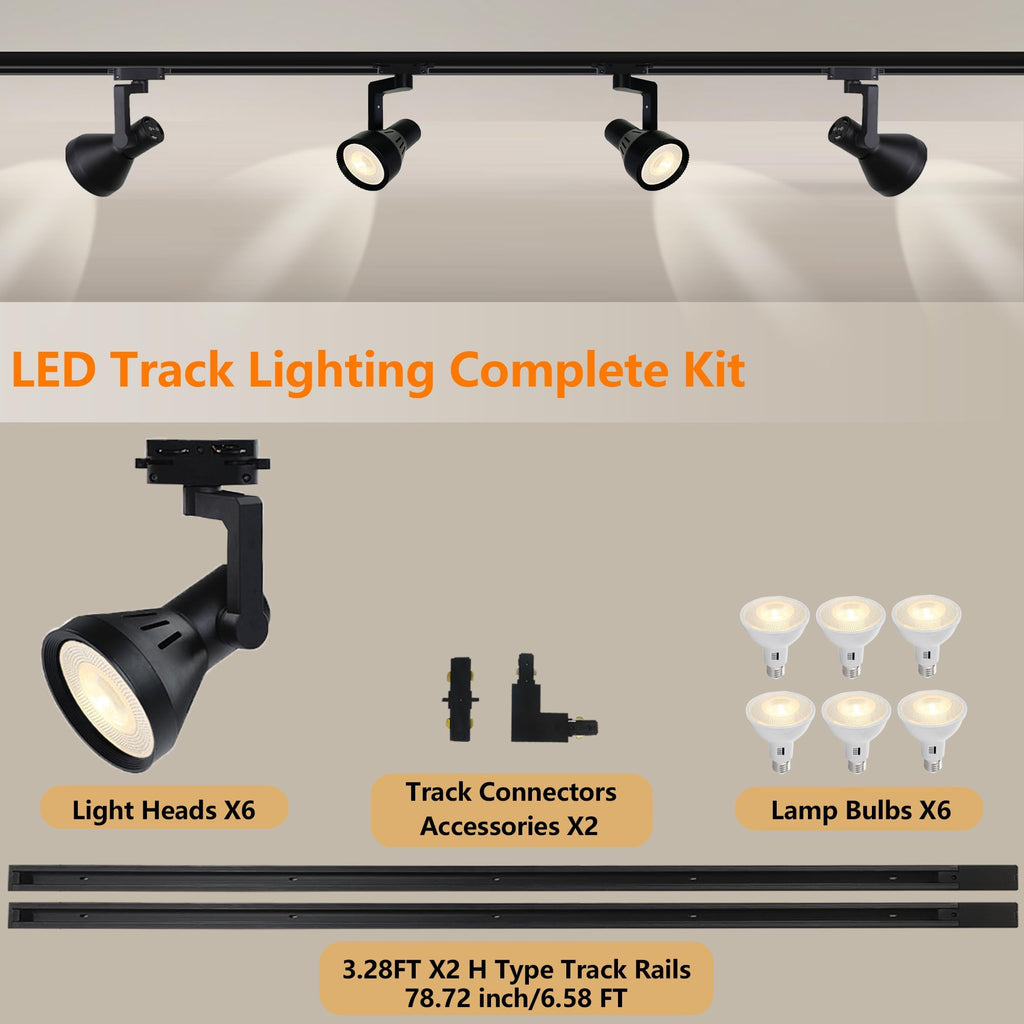 Plug in H Type LED Track Lighting Kit Dimmable Spotlight Complete System