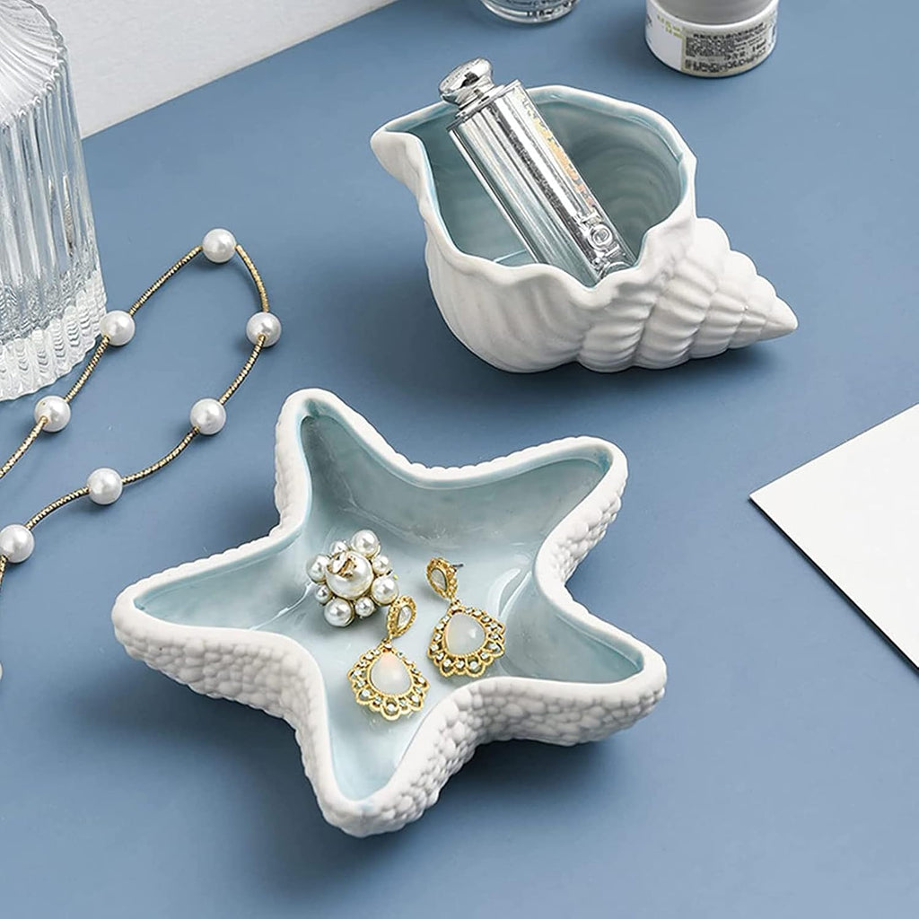 Starfish Ceramic Jewelry Dish Tray, Ring Holder and Trinket Tray for Rings