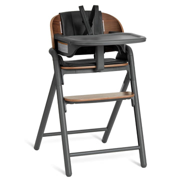 Step and Savor Convertible Wooden Baby High Chair-Walnut Gray | Beech Wood Seat, 5-Position Height Adjust, Double