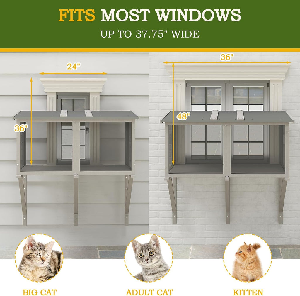 Compact Window Catio for Indoor Cats, Wall Mount Cat Window Box