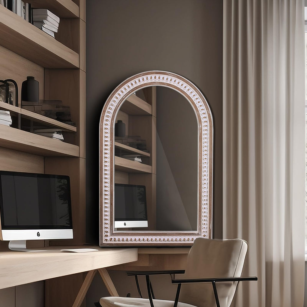 36x24 Inch Arched Wall Mirror, Rustic Farmhouse Arch Mirror