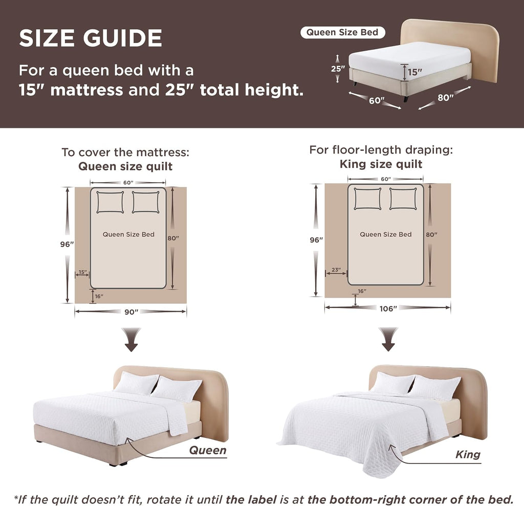 Quilts Queen - Lightweight Comforter Queen for Summer, Bright White Bedspread Quilt with Clover Pattern, Soft