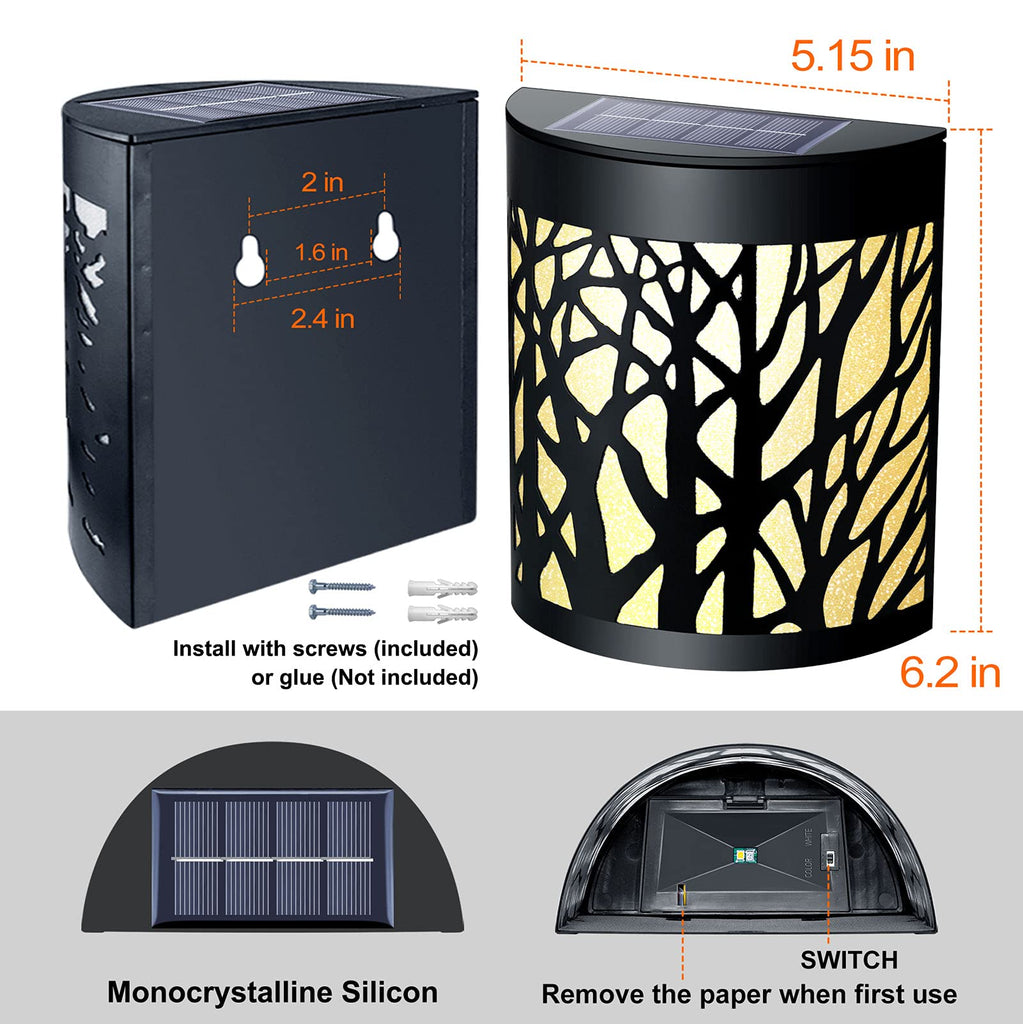 Solar Wall Lights Outdoor Wall Sconce Fence Lights Solar Powered