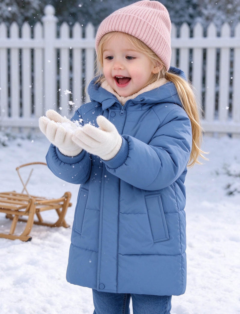 Baby Girls Winter Jackets Blue Toddler Fleece Coat for Kids