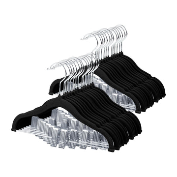 11.8'' Baby Velvet Hangers with Movable Clips 28 Pack Black