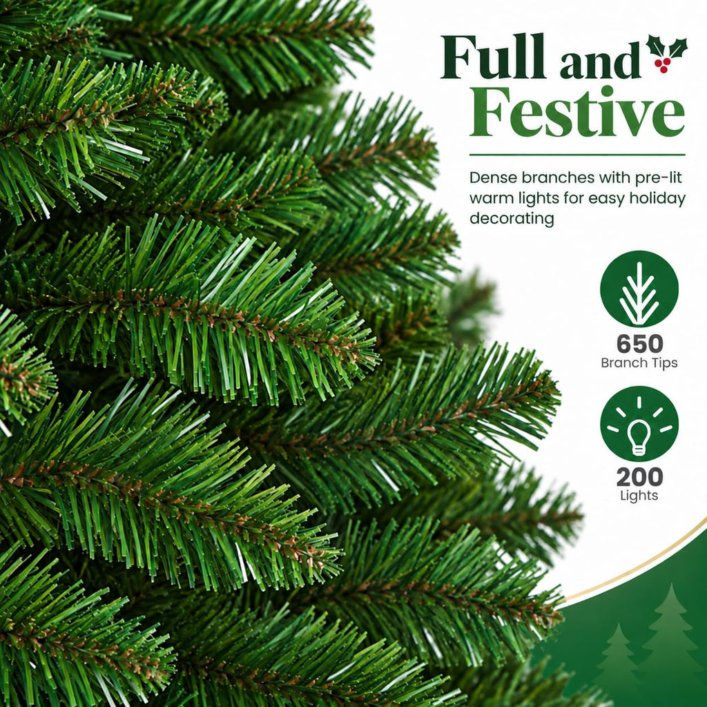 9FT Slim Pre-Lit Artificial Pencil Christmas Tree&Warm White Lights
