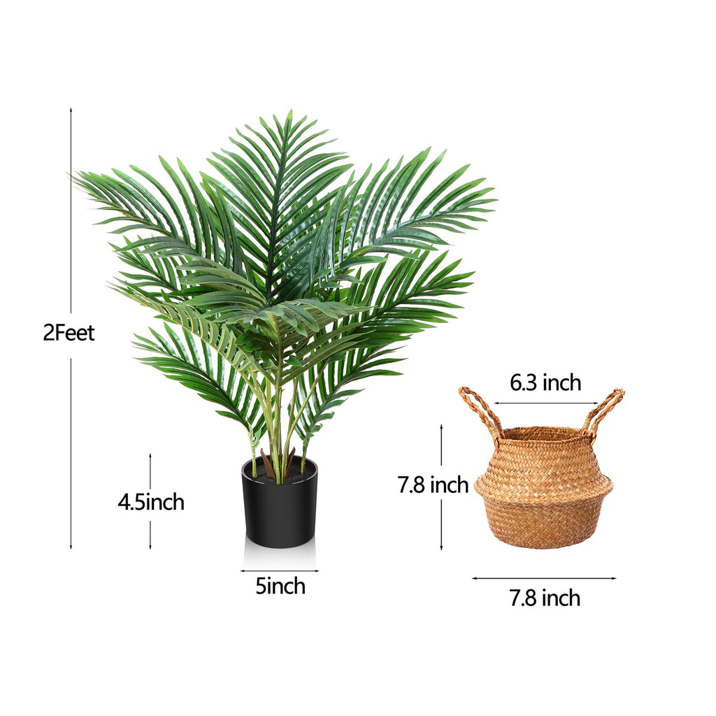 Fake Majesty Palm Plant 2Ft Artificial Plants Indoor with Basket
