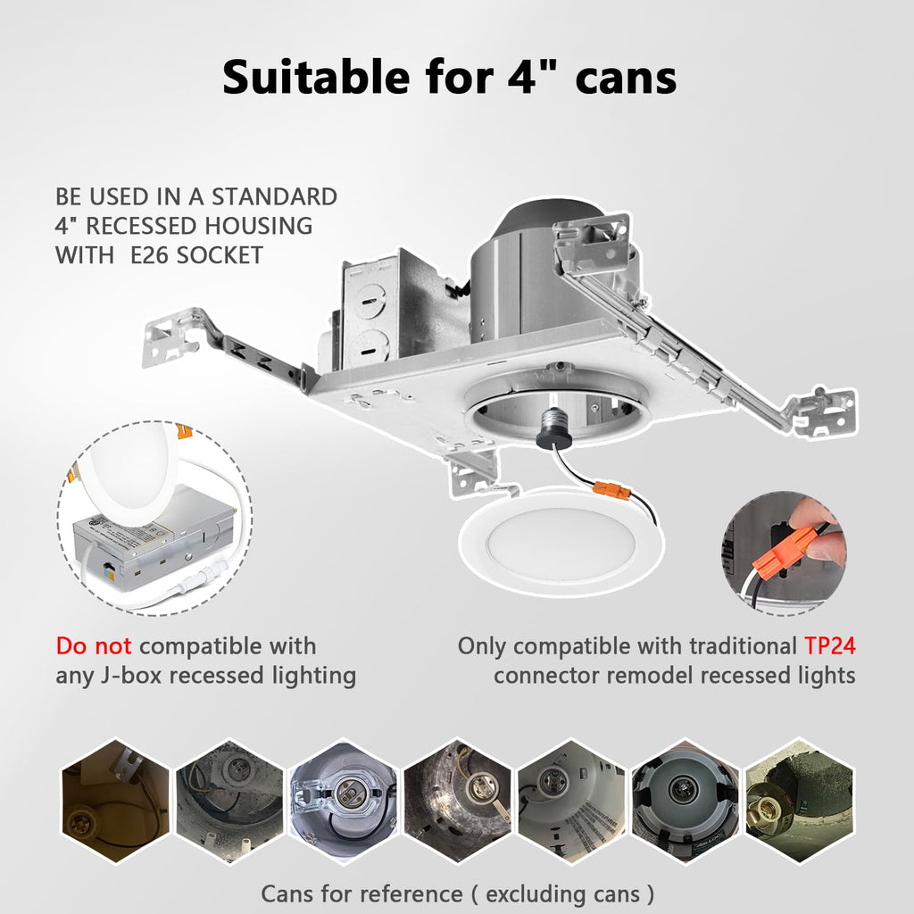 4 Inch Recessed Lights, 5CCT LED Can Lights, Dimmable, 12 Pack,White