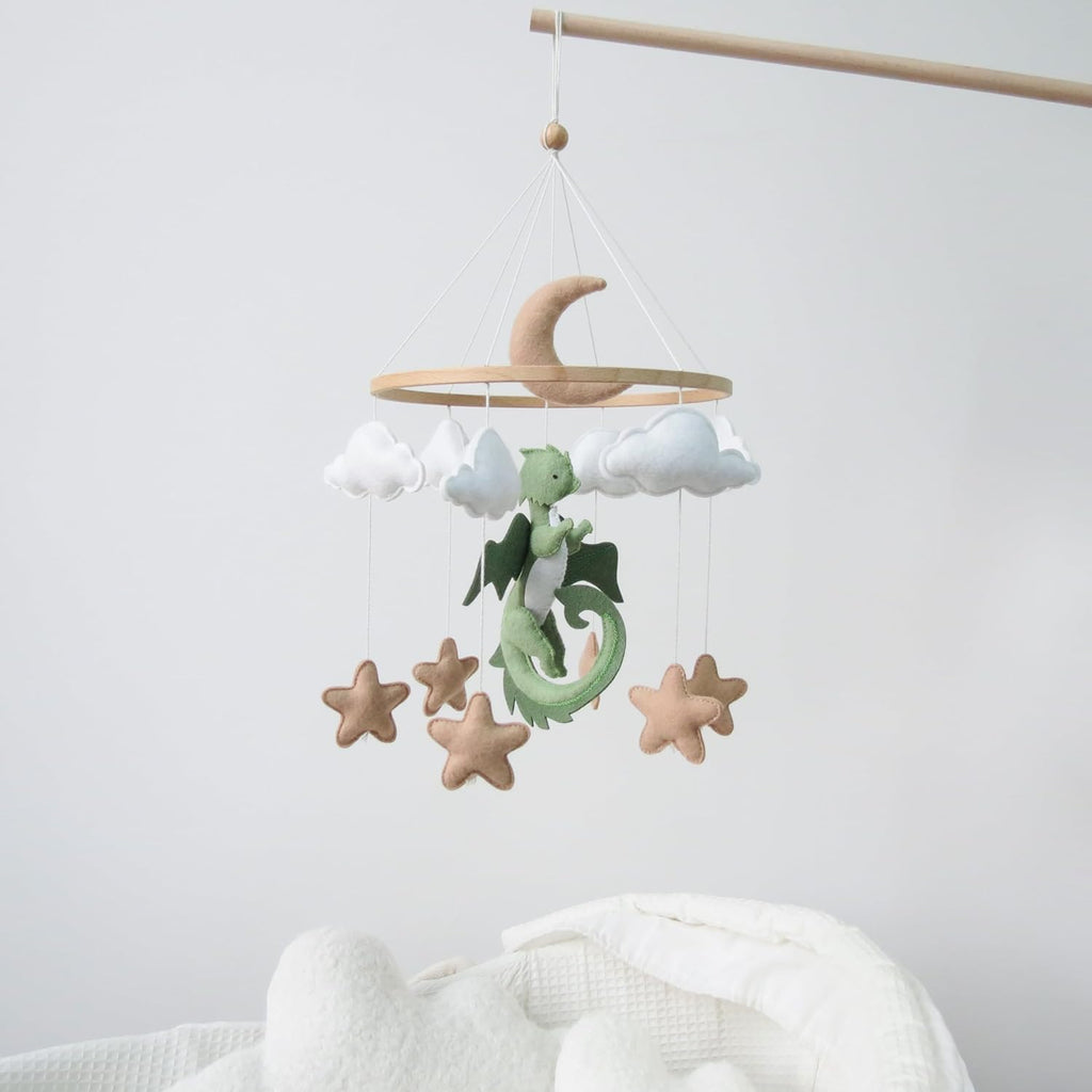 Dragon Mobile for Crib, Dragon Crib Mobile for Boys, Cloud Mobile for Crib, Neutral Baby Mobile for Crib Cloud