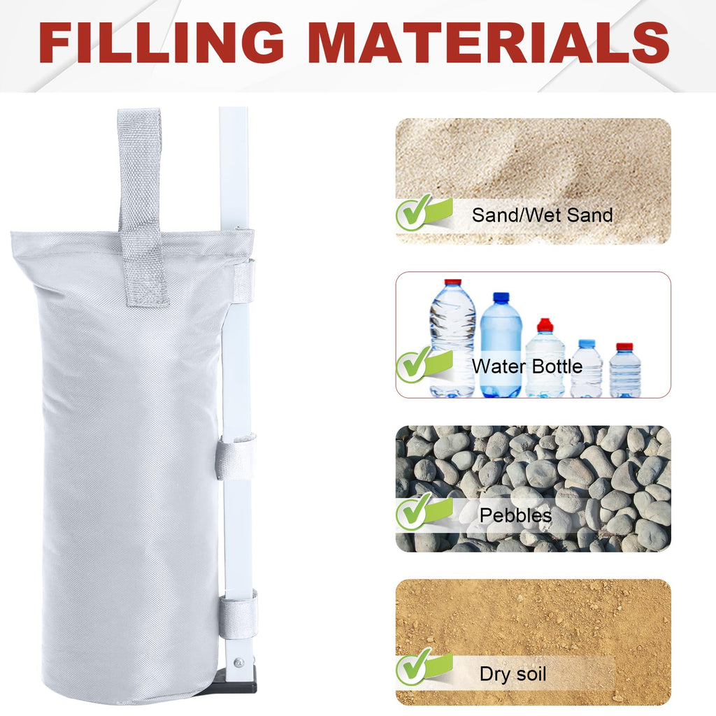 Canopy Weights Set of Sand Bags for Pop up Tent, Weight Bags for Outdoor Gazebo, Trampoline, Pergola, White