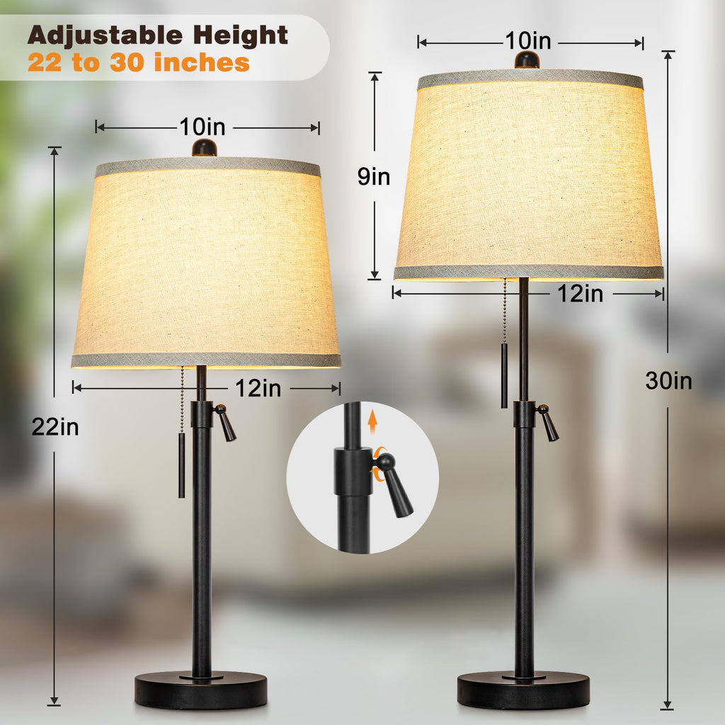 Black Single Table Lamp Bedroom 22 to 30" Adjustable Height
