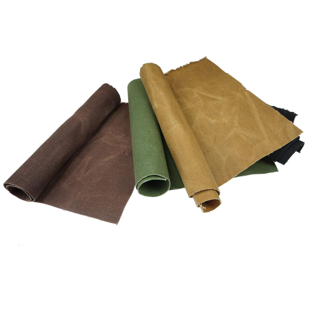 16 OZ Waxed Canvas Duck Fabric by The Yard Craft Upholstery Tan Fabric, 100% Cotton One Yard (Green, 54X58 inch)